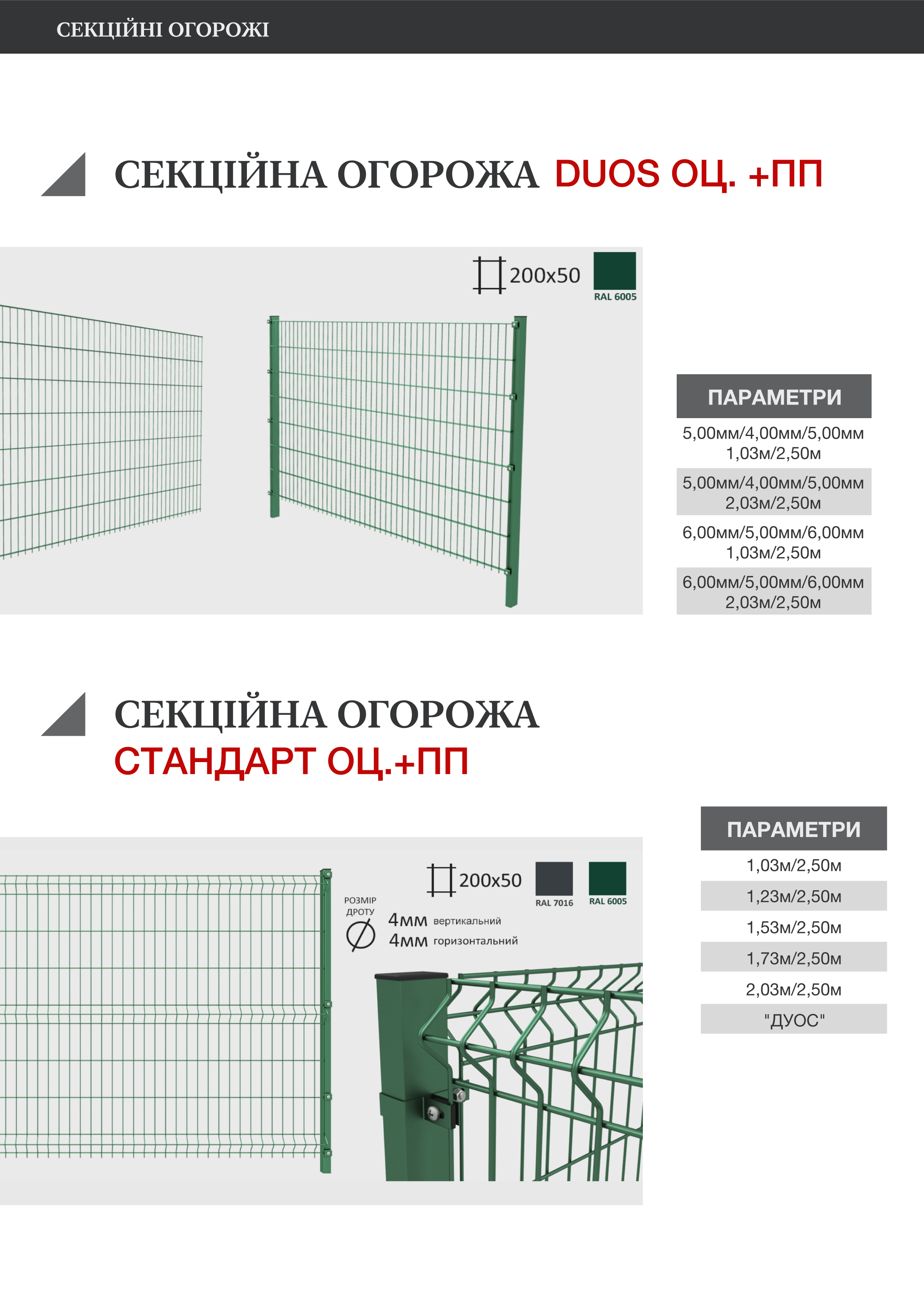  СЕКЦІЙНІ ОГОРОЖІ