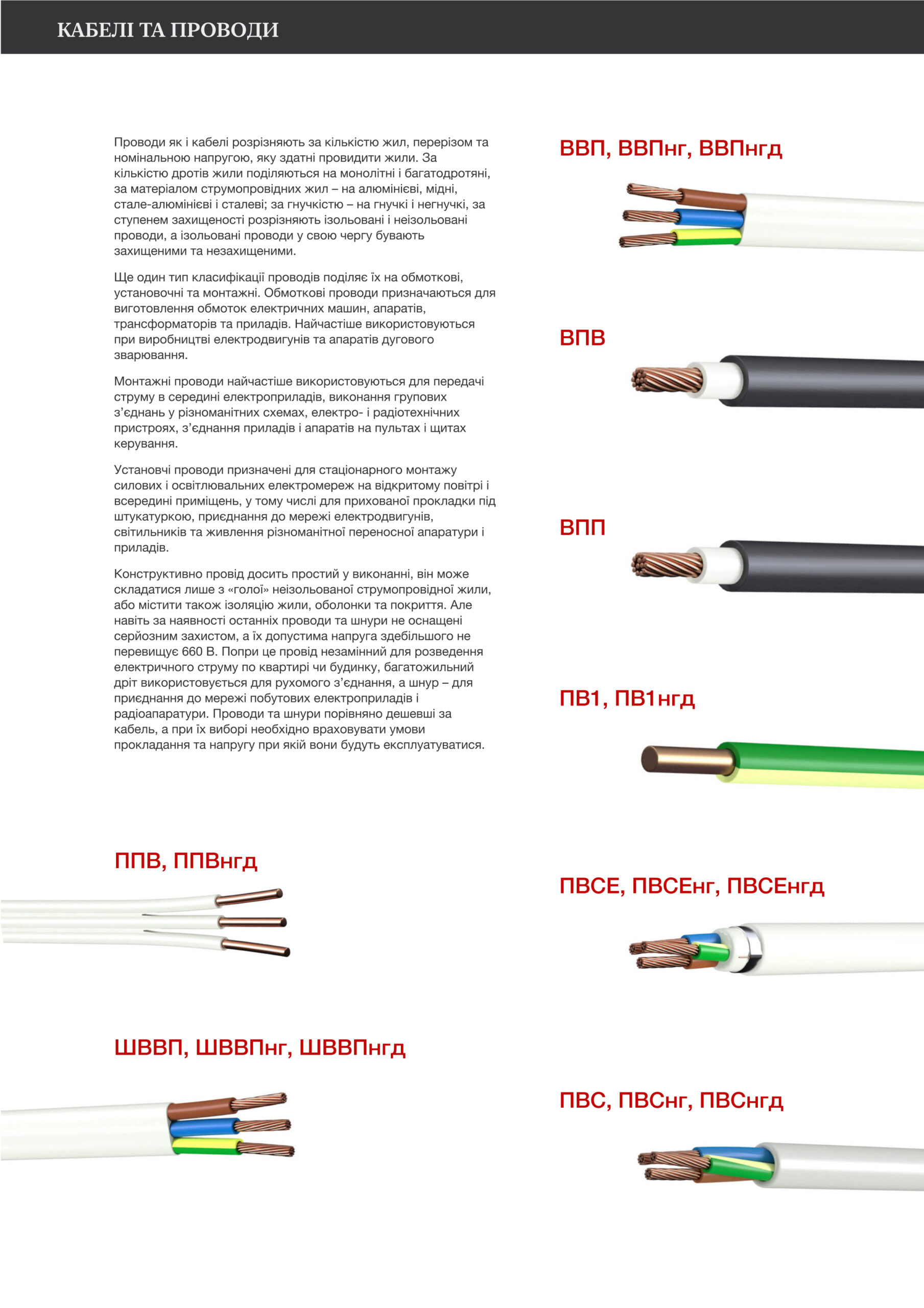  Кабелі та проводи
